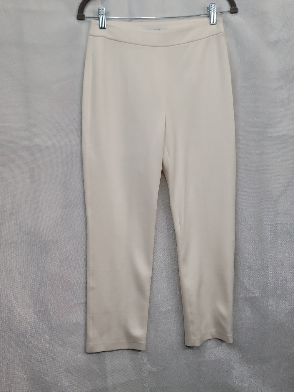 St. John Cream Cropped Wool Blend Ponte Pull-On Pants